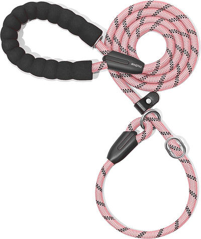 Durable Slip Lead Dog Leash with Padded Handle and Highly Reflective Threads, No Pull Dog Training Leash, (3/8