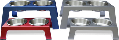 Elevated Dog Bowls, Cat Bowls -- Premium Anodized Aluminum Feeder (Short 4
