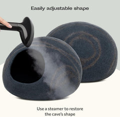 Cat Cave – Premium Felt Cat Bed for Indoor Cats, Handmade Merino Wool (Slate Grey, Large)
