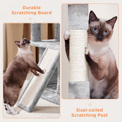 Yaheetech Cat Tree Cat Tower 36-Inch Kitten Stand House Condo with Double Condos, Large Plush Perch & Scratching Board Kitty Furniture Play Center for Indoor Cats Activity