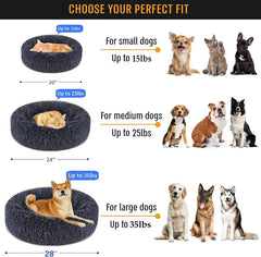 Dog Bed, Dog Beds for Medium Dogs Clearance, Puppy Bed, Calming Dog Bed, Pet Bed, Anti-Anxiety Donut Dog Cuddler Bed, Warming Soft Dog round Bed (28 Inch, Dark Grey)