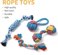 7 Pack Small Dog Toys, Puppy Teething Toys, Durable Ropes Chew Toys, Cute Calf Squeaky Dog Toys, Non-Toxic and Safe