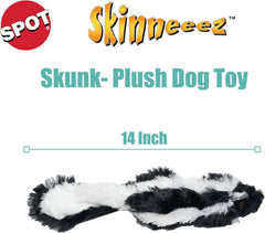 Skinneeez Skunk Dog Toy – Soft No Stuffing Dog Toy with Squeaker, for Small & Medium Dogs, Best for Light to Moderate Chewers, 14In