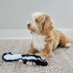 Skinneeez Skunk Dog Toy – Soft No Stuffing Dog Toy with Squeaker, for Small & Medium Dogs, Best for Light to Moderate Chewers, 14In