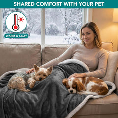 Waterproof Dog Blanket for Couch, Pee Proof Fleece Reversible Pet Throw, Furniture Protector for Bed Sofa Kennel, Soft Washable Cover for Small Medium Dog Puppy Cat, 29X40 Grey
