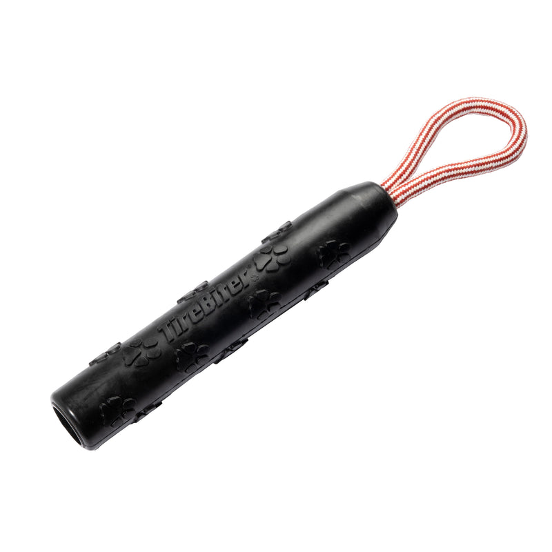 Tirebiter Advanced Retriever Rubber Dog Toy W/Cottonblend Assorted Color Loop Rope Handle, 11
