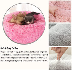 Dog Bed, Dog Beds for Medium Dogs Clearance, Puppy Bed, Calming Dog Bed, Pet Bed, Anti-Anxiety Donut Dog Cuddler Bed, Warming Soft Dog round Bed (28 Inch, Dark Grey)