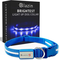 Light up Dog Collar - the Original LED Dog Collar - USB Rechargeable - Waterproof - 1,000 Feet of Visibility - Dog Collar Light for Small, Medium, Large Dogs - US Brand