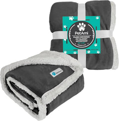 Waterproof Dog Blanket for Couch, Pee Proof Fleece Reversible Pet Throw, Furniture Protector for Bed Sofa Kennel, Soft Washable Cover for Small Medium Dog Puppy Cat, 29X40 Grey