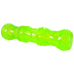 Dura-Squeaks Durable Non-Toxic TPR Bouncing Super Squeaky Dog Toy, Stick, Green